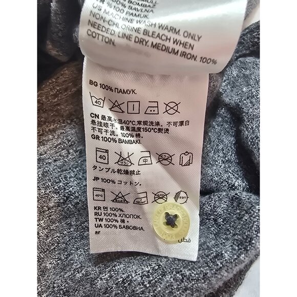 H&M L.O.G.G. Mens Gray Cotton Polo Shirt 2 button front Size S - Picture 6 of 10